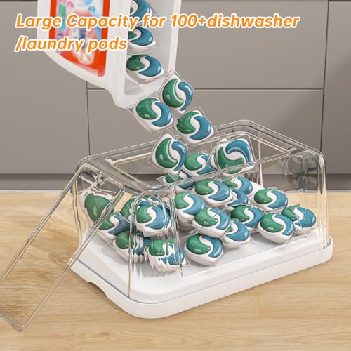 2-in-1 Trash Bag Holder Laundry & Dishwasher Pods Container,Garbage Bag Dispenser with Removable Lids,Kitchen Organizer and Under Sink Storage Box