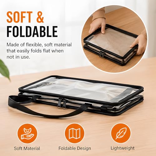 Extra Large Clear Pvc Storage Bags with Zipper Handles Heavy Duty Thick Plastic Clear Storage Bins for Clothes Blankets Toys Moving Foldable Closet Organizer Storage Containers (3, Black, L)