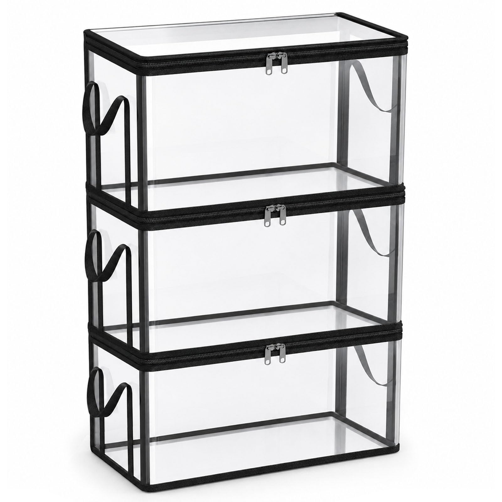 HICOOL Large Clear Thick Plastic Storage Box with Hinged Lid, Heavy-Duty Durable High Capacity Organizer, Perfect for Home, Camping, Travel, Attic and Moving (3 PCS)