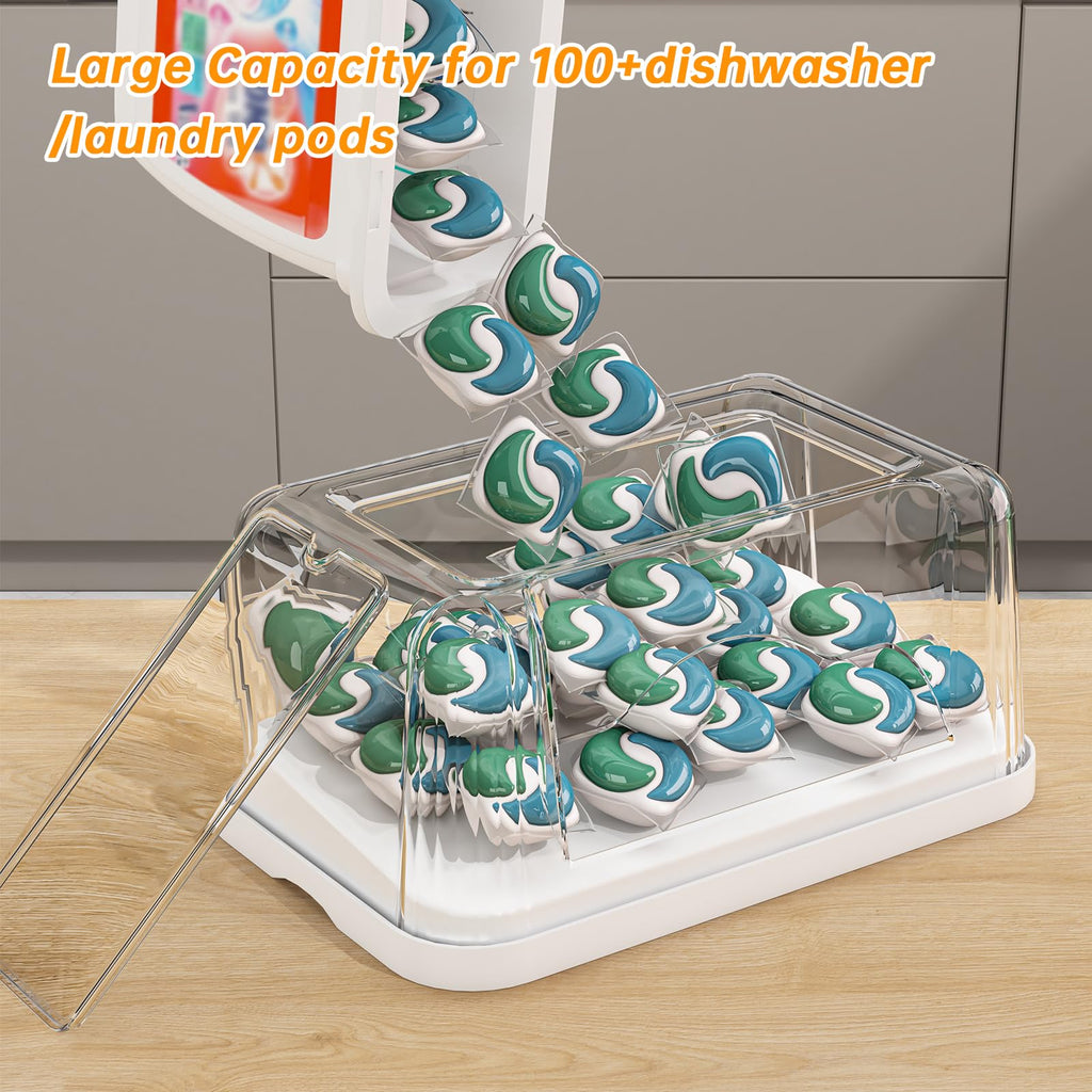 2-in-1 Trash Bag Holder Laundry & Dishwasher Pods Container,Garbage Bag Dispenser with Removable Lids,Kitchen Organizer and Under Sink Storage Box