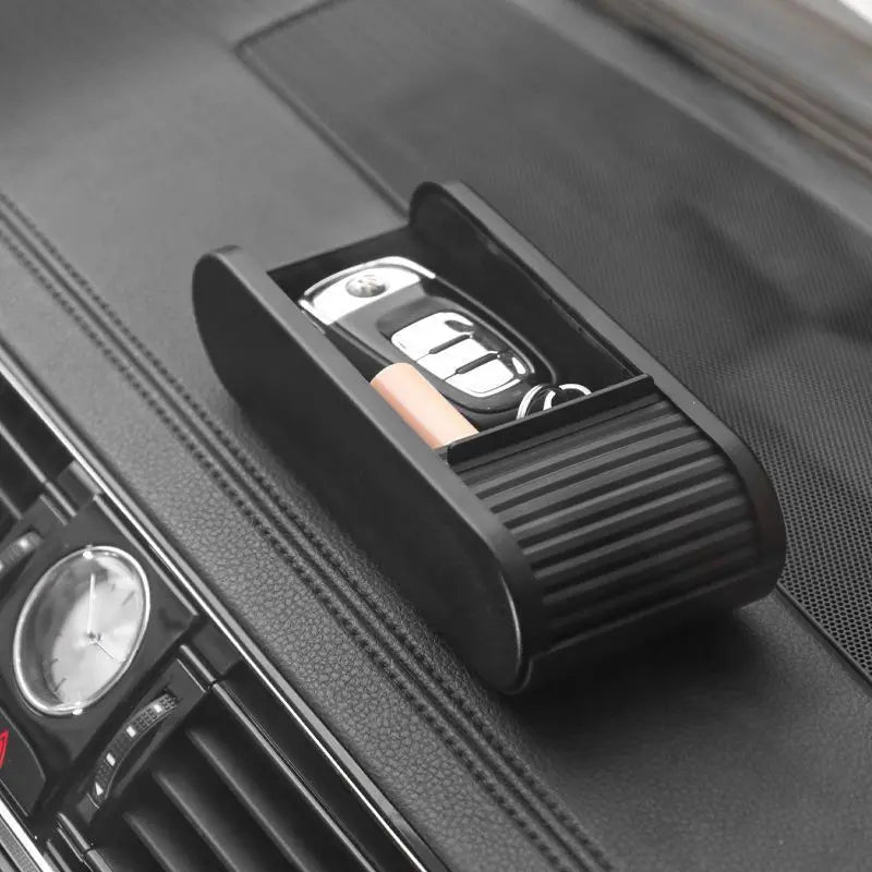 Car Center Console Storage Box, Universal Dashboard Organizer with Lid