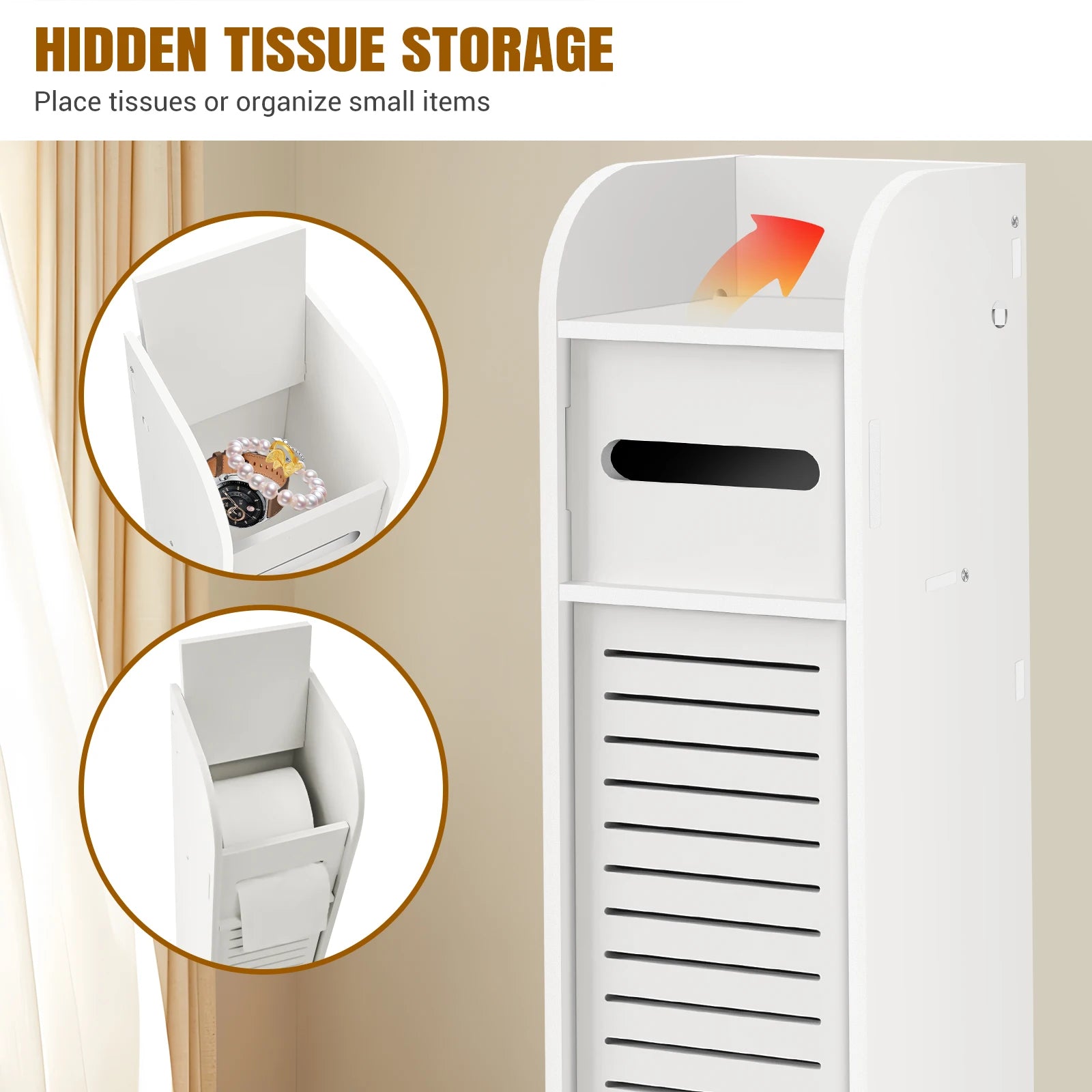 BRIEFNESS  White Bathroom Cabinet Tall Slimline Shelf Bathroom Cabinet Bathroom Organiser Bedroom Cabinet Living Room Organiser