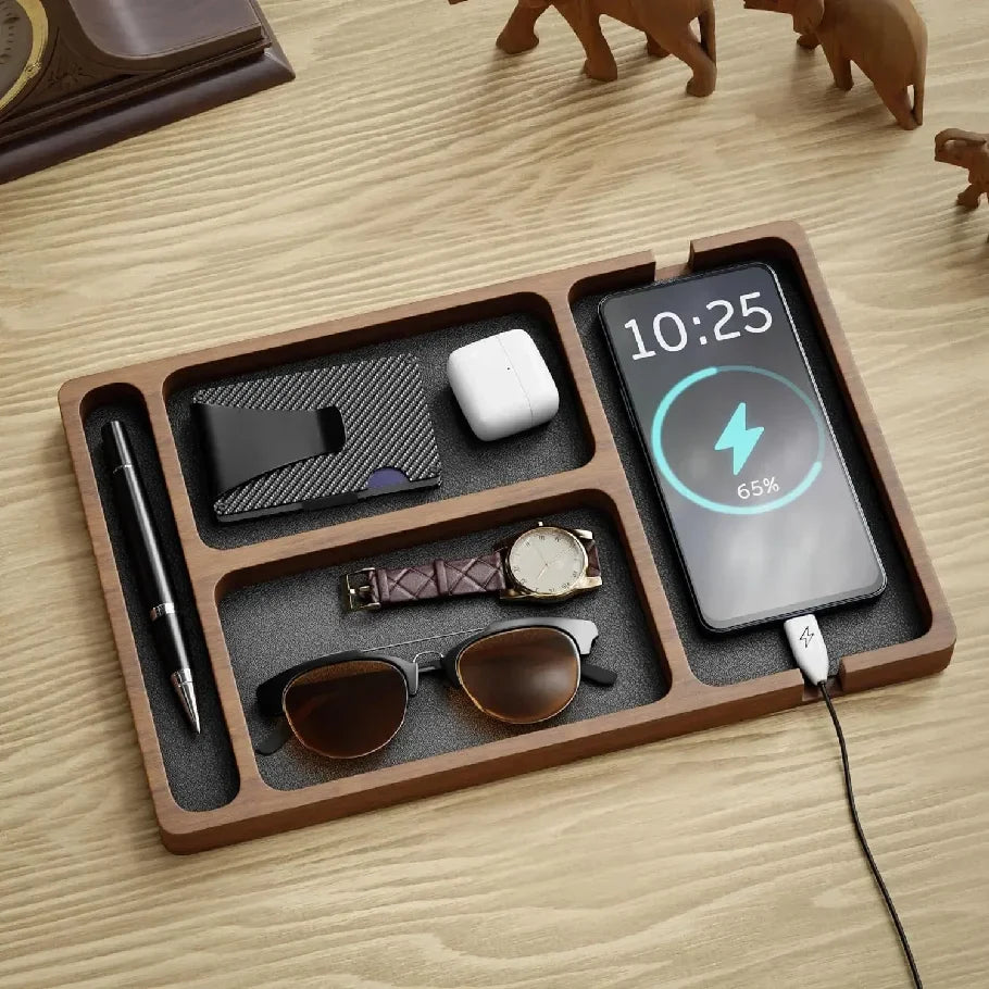 The Morning Order | Vintage Wood Desktop Organizer with Partitions