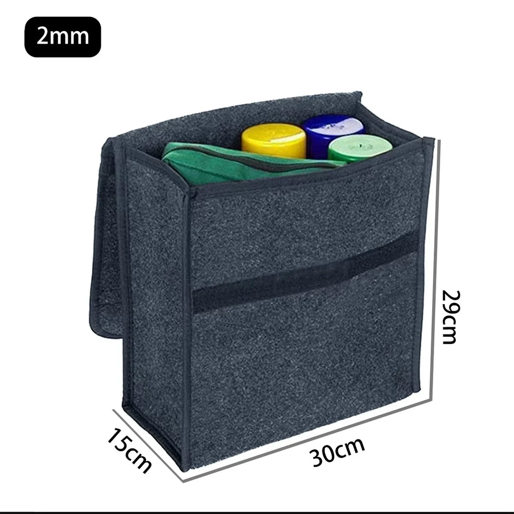 1 pc Dark Gray Car Felt Storage Box Organizer Trunk Cargo Bag Foldable