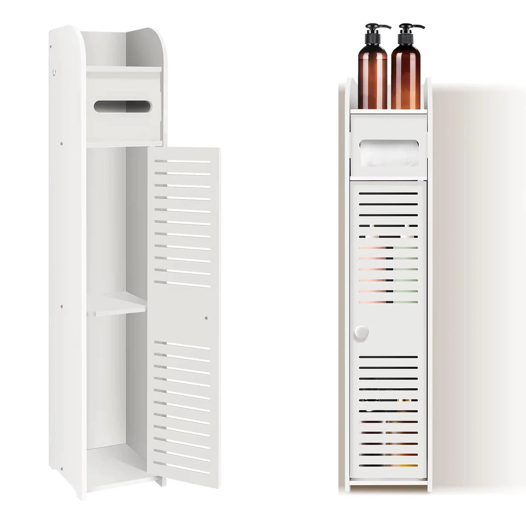 BRIEFNESS  White Bathroom Cabinet Tall Slimline Shelf Bathroom Cabinet Bathroom Organiser Bedroom Cabinet Living Room Organiser