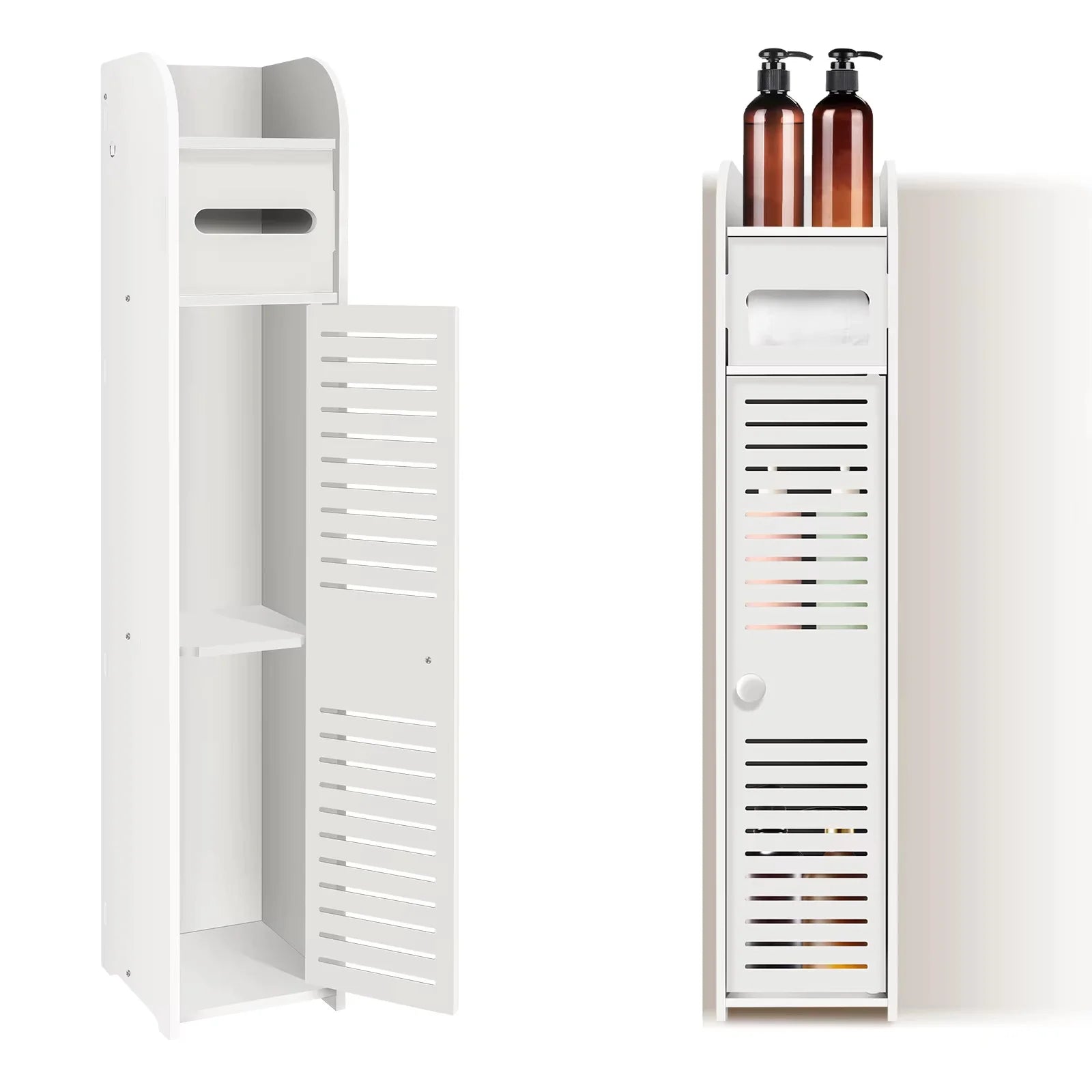 BRIEFNESS  White Bathroom Cabinet Tall Slimline Shelf Bathroom Cabinet Bathroom Organiser Bedroom Cabinet Living Room Organiser