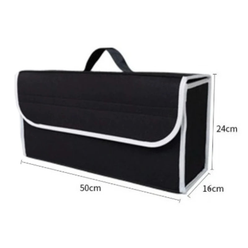 1 pc Dark Gray Car Felt Storage Box Organizer Trunk Cargo Bag Foldable