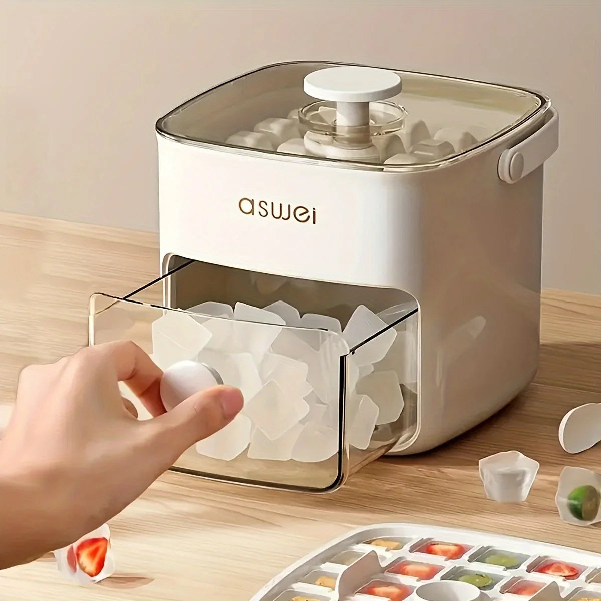 48-Compartment Ice Cube Tray with Lid & Storage Box