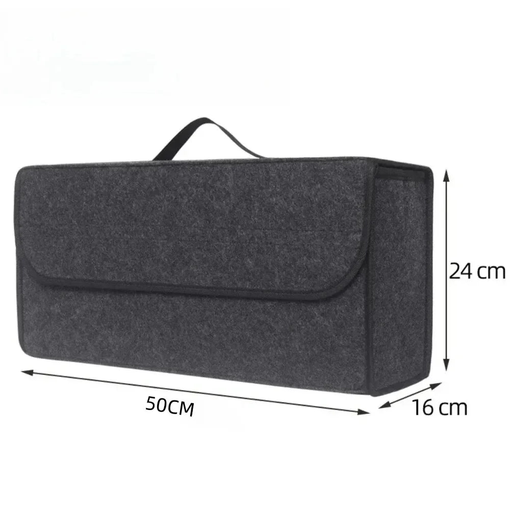 1 pc Dark Gray Car Felt Storage Box Organizer Trunk Cargo Bag Foldable
