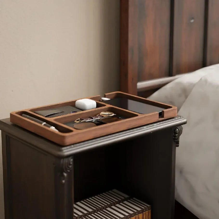 The Morning Order | Vintage Wood Desktop Organizer with Partitions