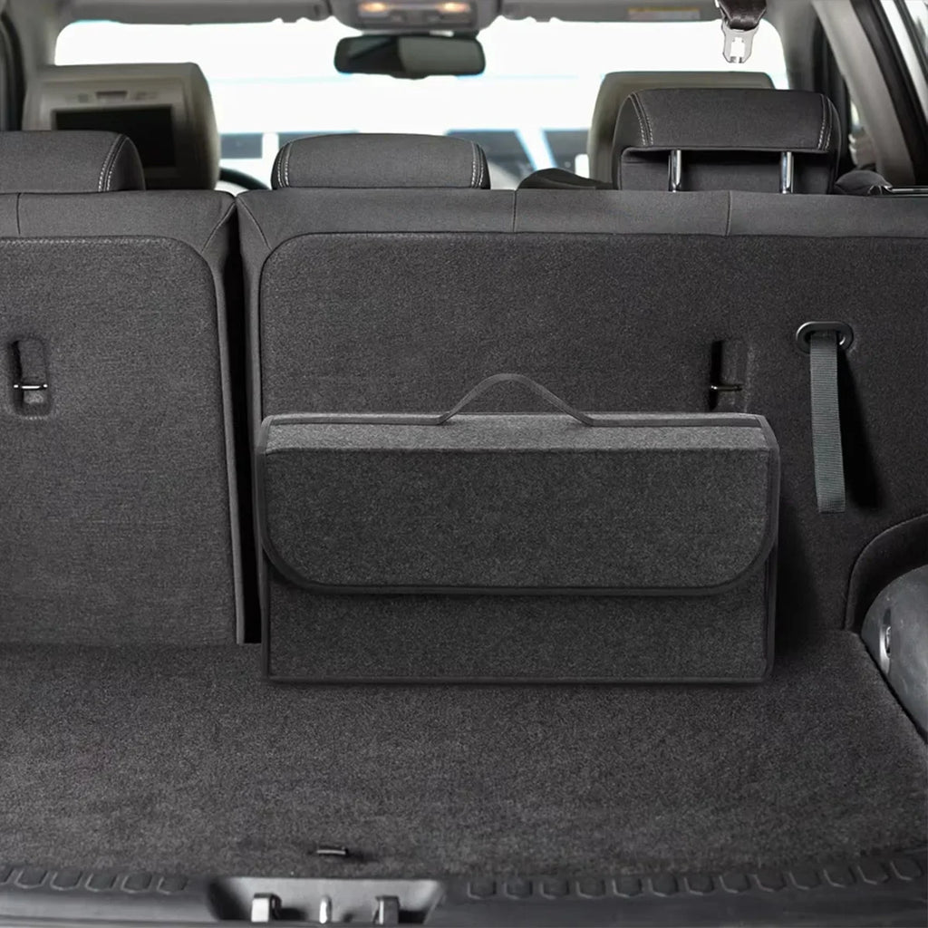 1 pc Dark Gray Car Felt Storage Box Organizer Trunk Cargo Bag Foldable