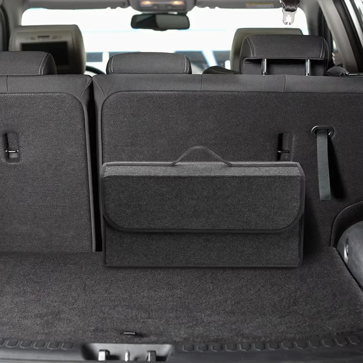 1 pc Dark Gray Car Felt Storage Box Organizer Trunk Cargo Bag Foldable