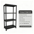 4 & 5 Tier Plastic Storage Shelving Unit, Heavy Duty Black PP Utility Rack, 3 Sizes Available Waterproof Organizer for Garage Kitchen Basement Laundry Pantry