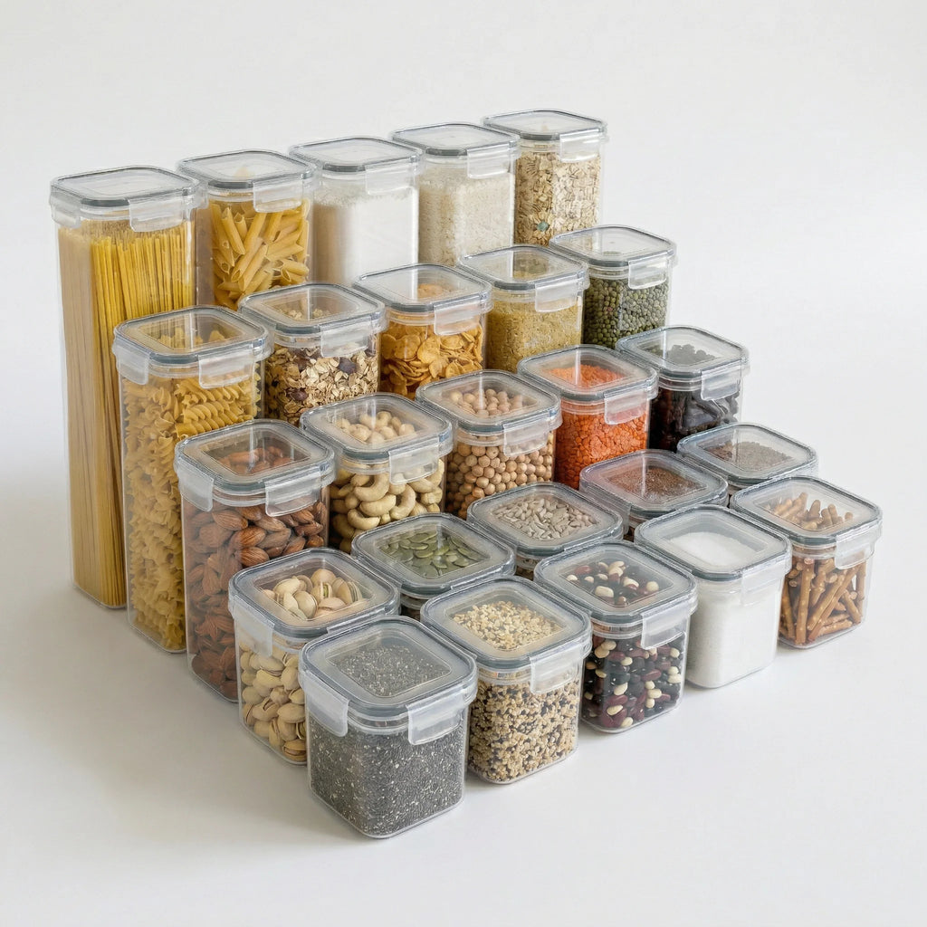 Airtight Food Storage Containers with Lids 25 Piece Set, BPA-Free Stackable Kitchen Pantry Organisation Boxes for Cereal, Pasta