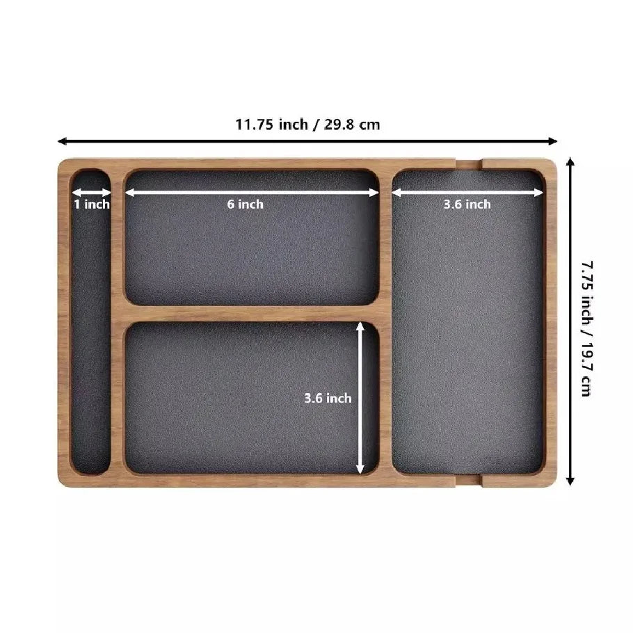 The Morning Order | Vintage Wood Desktop Organizer with Partitions