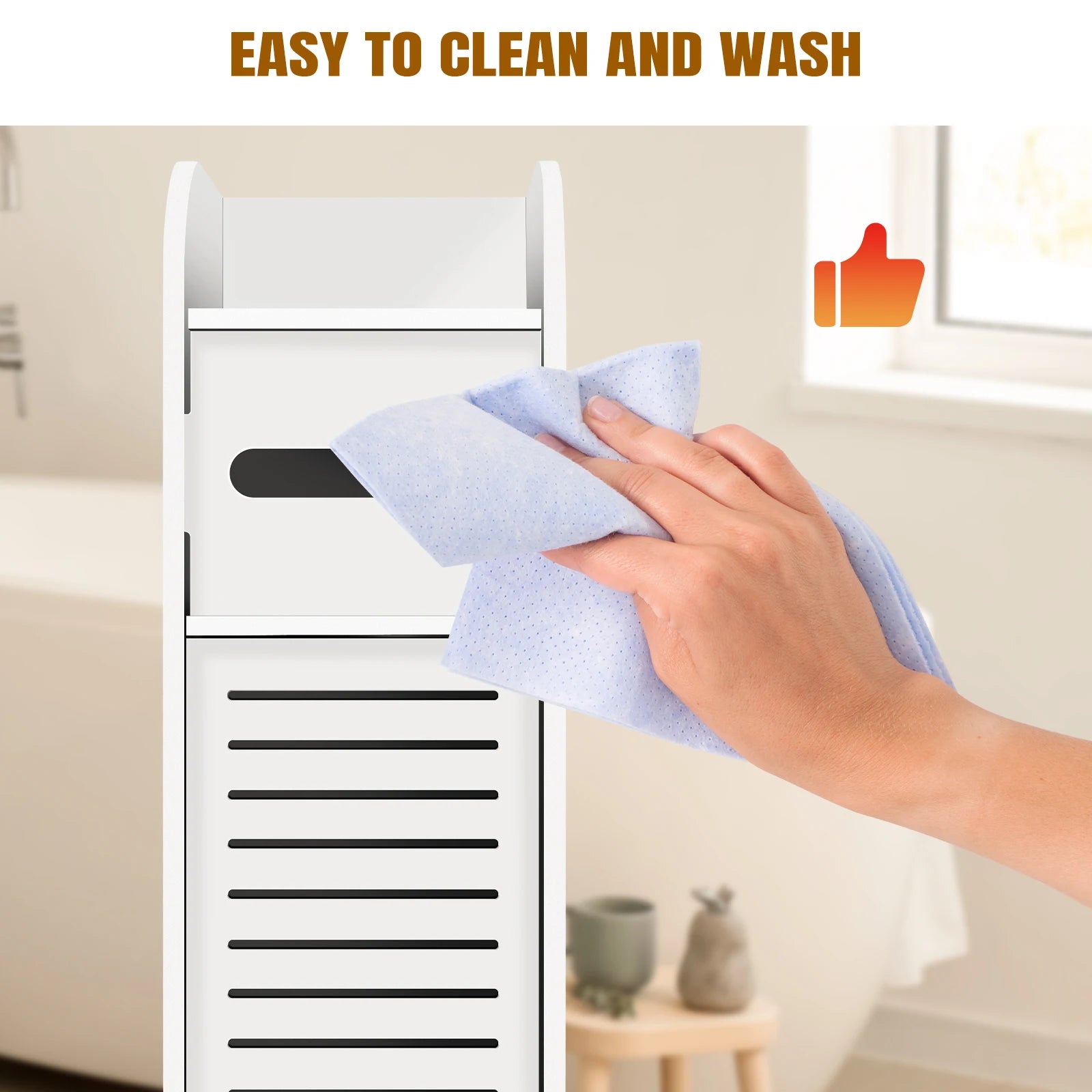 BRIEFNESS  White Bathroom Cabinet Tall Slimline Shelf Bathroom Cabinet Bathroom Organiser Bedroom Cabinet Living Room Organiser