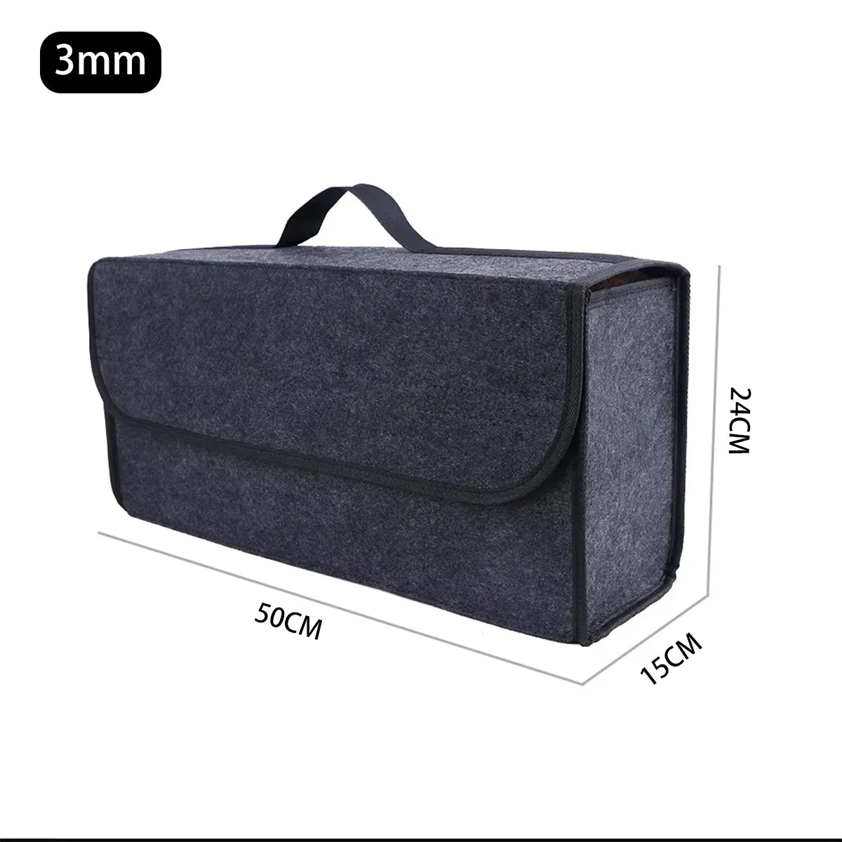 1 pc Dark Gray Car Felt Storage Box Organizer Trunk Cargo Bag Foldable