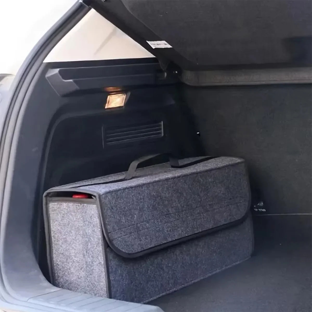 1 pc Dark Gray Car Felt Storage Box Organizer Trunk Cargo Bag Foldable
