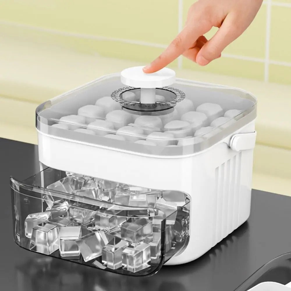 Easy Press Ice Cube Maker with Storage Box