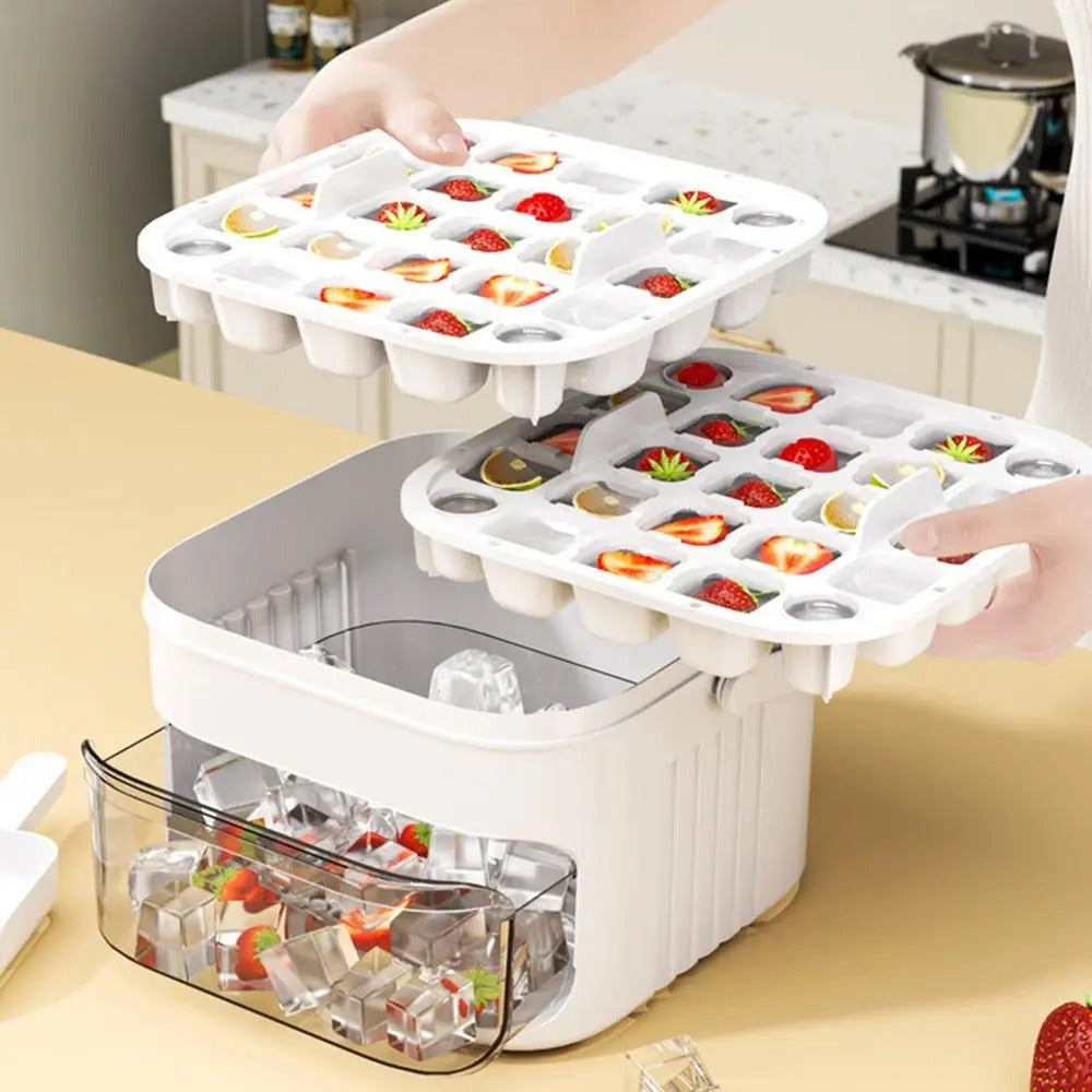 Easy Press Ice Cube Maker with Storage Box