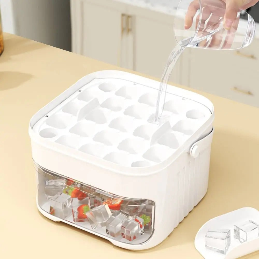Easy Press Ice Cube Maker with Storage Box