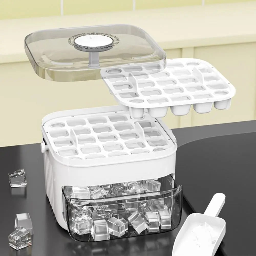 Easy Press Ice Cube Maker with Storage Box