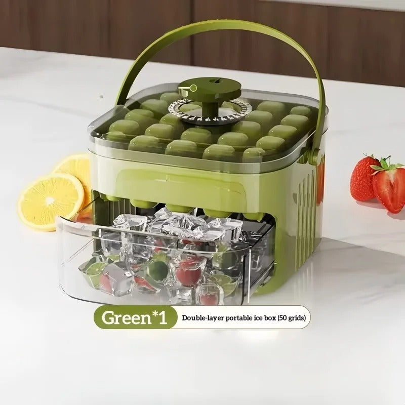 Easy Press Ice Cube Maker with Storage Box